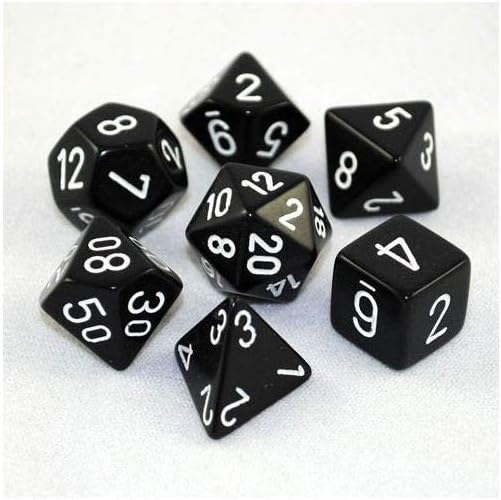 Chessex Chx25408 Dice-Opaque Black/White Set