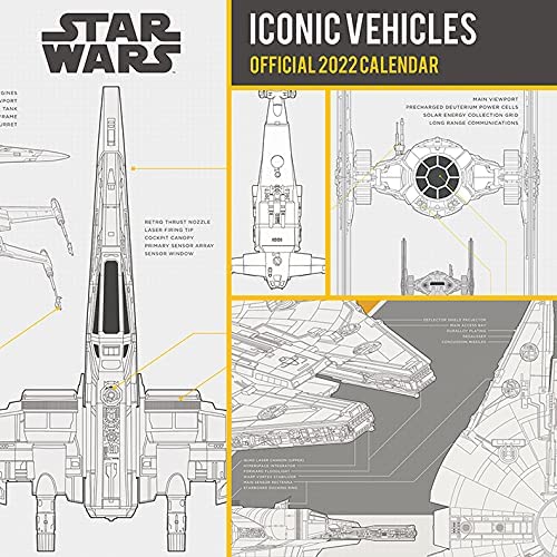 Disney Star Wars Iconic Vehicles Calendar 2022 - Month to a View Planner 30cm x 30cm - Official Merchandise