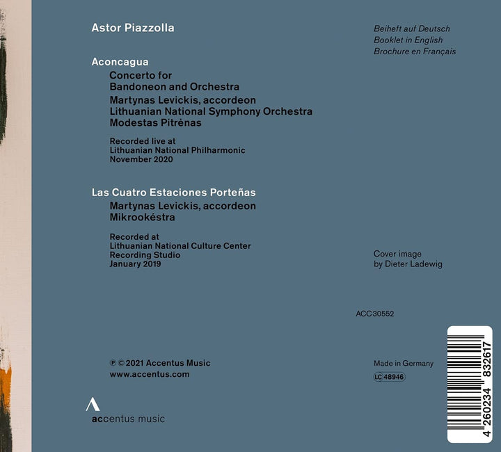 Martynas Levickis - Piazzolla: Aconcagua [Martynas Levickis; Lithuanian National Symphony Orchestra; Mikrookéstra; Modestas Pitrenas] [Accentus Music: ACC30552] [Audio CD]