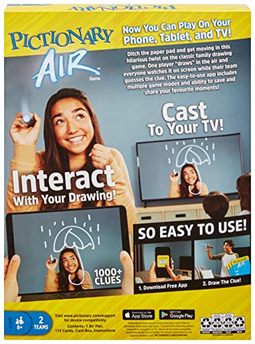 Mattel Games Pictionary Air Family Drawing Game, Links to Smart Devices, 8 Years