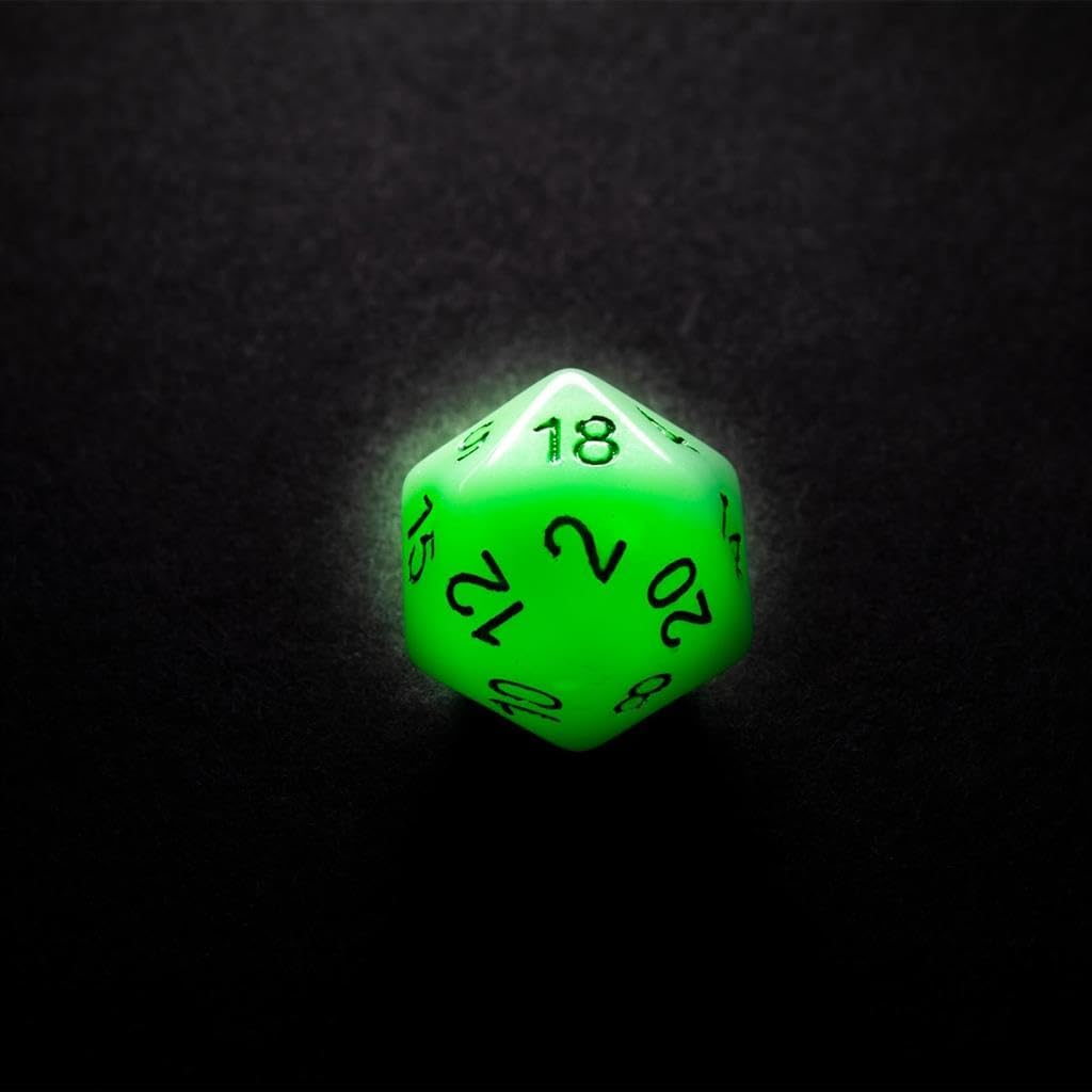 Glow Series Toxic Stones RPG Dice Set | Set of 7 Glow-in-The-Dark Dice in a Vari