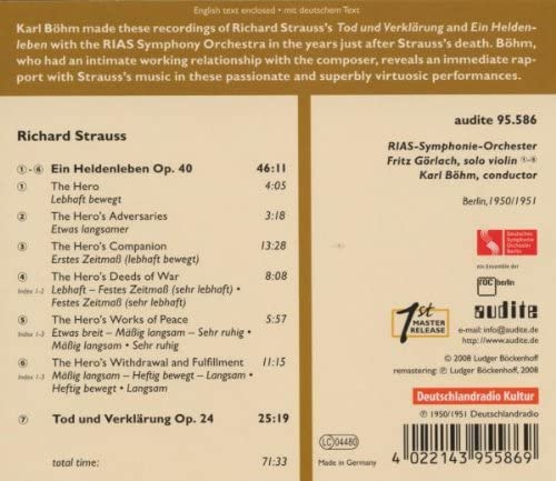 Richard Strauss - Strauss, R - Ein Heldenleben, Tod und Verklarung (Karl Bohm, Berlin 1950/1953) [Audio CD]