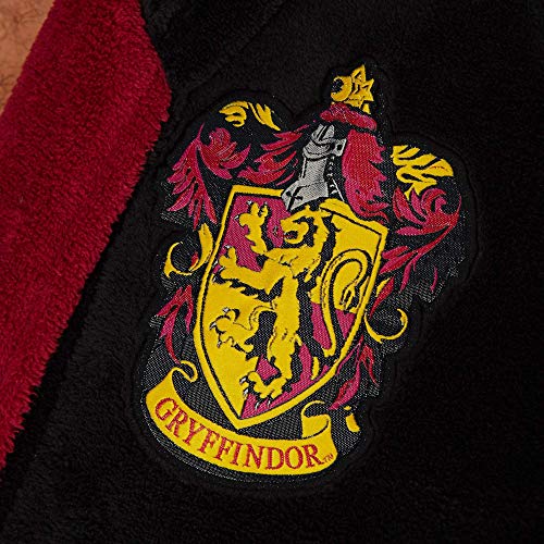 Groovy Gryffindor Harry Potter Hooded Bathrobe, Polyester, Black, Men's One Size