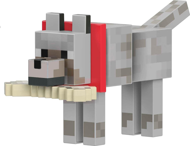 Minecraft Diamond Wolf Action Figure with Accessories Including Magnetic Bone