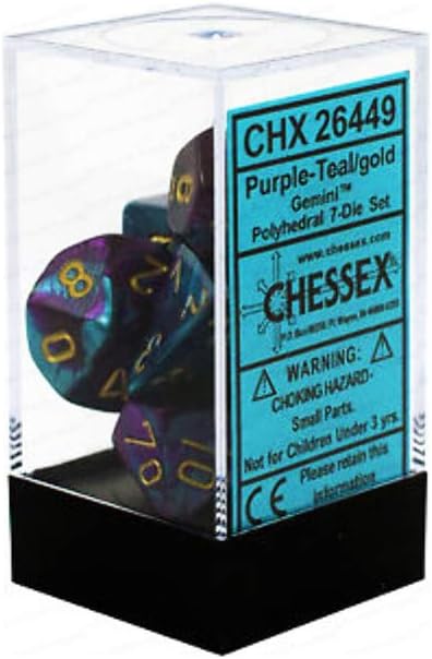 Chessex Says: CHX26449 Gemini Dice Set: Purple-Teal/Gold (7), one size