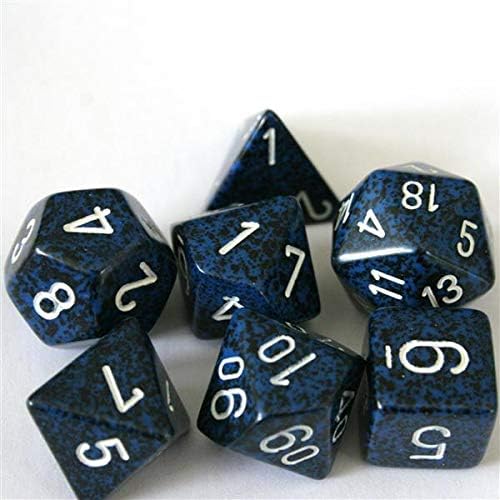 Chessex DND Dice Set-Chessex D&D Dice-16mm Speckled Stealth Plastic Polyhedral Dice Set-Dungeons and Dragons Dice ludes 7 Dice