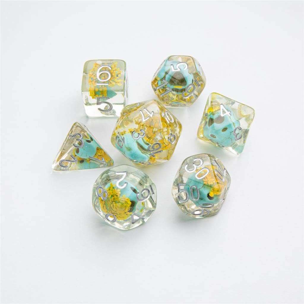 Gamegenic Embraced Series Green Skull RPG Dice Set | 7-Piece Resin Dice with Rounded Edges 4