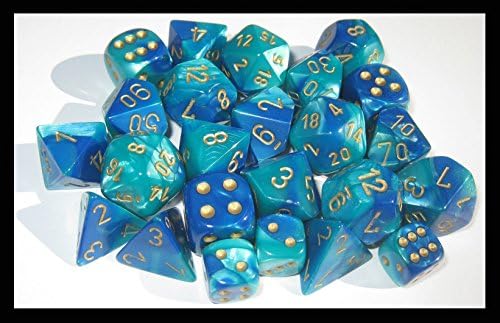 Chessex Says: CHX26459 Gemini Nut Set: Blue-Teal/gold (7)