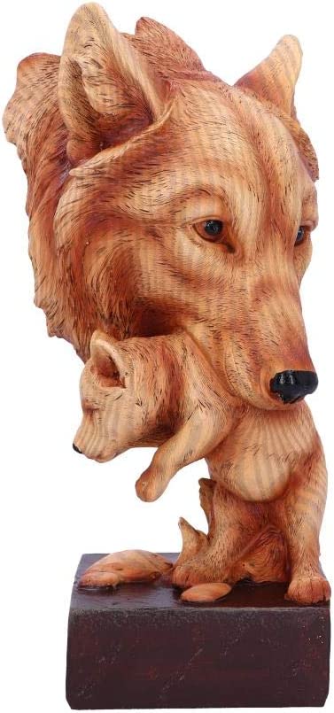 Nemesis Now H5034R0 Natural Protection Wolf Mother and Cub Wood Effect Bust, Pol