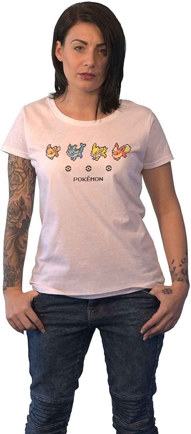 PokEmon - Eeveelutions - Women's Short-Sleeved T-Shirt, White, XL