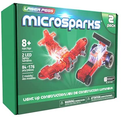 giochi preziosi s.p.a. LAM02201 Laser Pegs Microsparks-Vehicles 2 Pack Red Wing