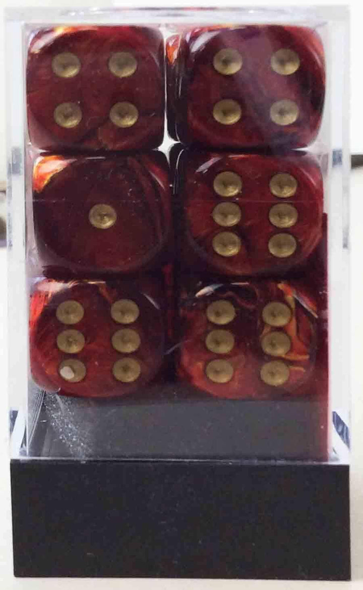 EPHIIONIY 16mm d6 Dice Block: Scarab Scarlet/gold