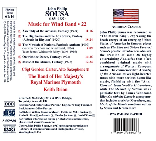 Sousa: Music For Wind Vol. 22 [The Band of Her Majesty's Royal Marines Plymouth; [Audio CD]