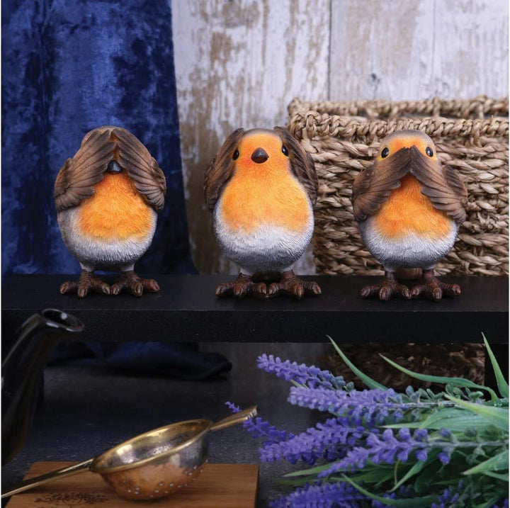 Nemesis Now Three Wise Robins 8cm Figurine, Brown