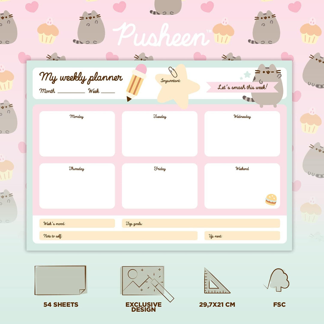 Grupo Erik Pusheen Weekly Planner A4 | Pusheen Calendar | Family Calendar