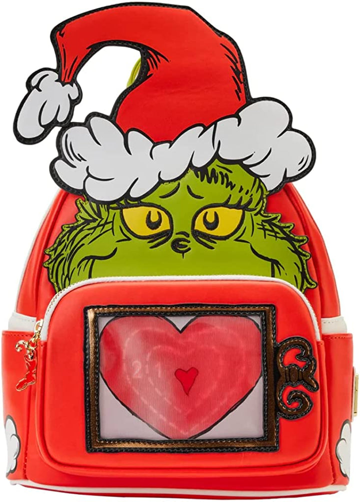 Loungefly Dr Seuss How the Grinch Stole Christmas Lenticular Heart Double Strap Mini Backpack