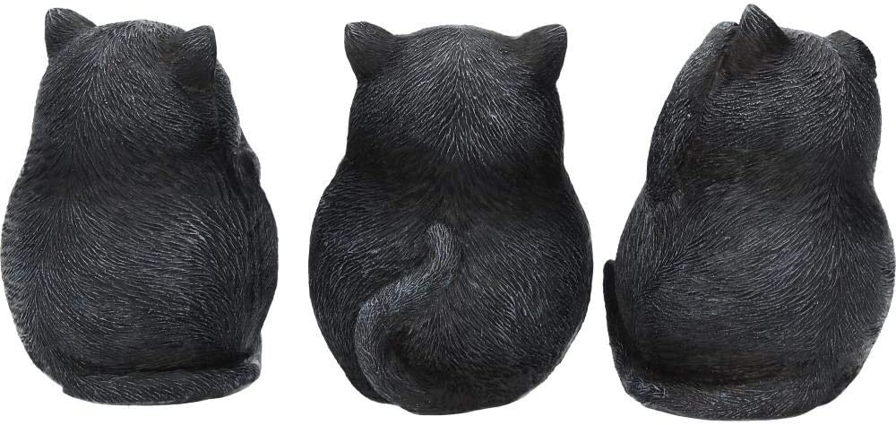 Nemesis Now Three Wise Fat Cats 8.5cm Figurine, Resin, Black