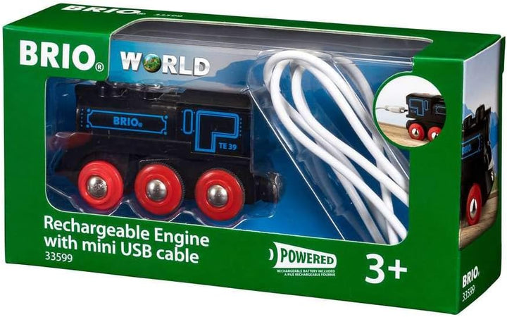 BRIO World Rechargeable Engine Train with Mini USB Cable for Kids Age 3 Years Up - Compatible with all BRIO Railway Sets & Accessories