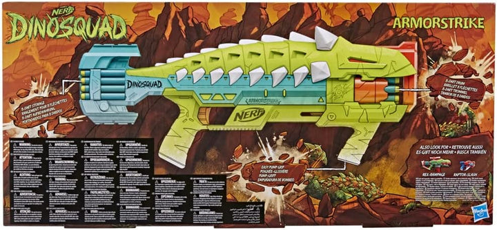 Nerf DinoSquad Armorstrike Dart Blaster, 8-Dart Rotating Drum, Drop Grip