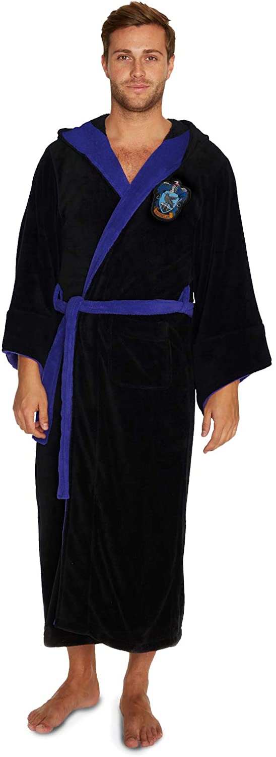 Groovy Ravenclaw Harry Potter Hooded Bathrobe, Polyester, Black, One Size