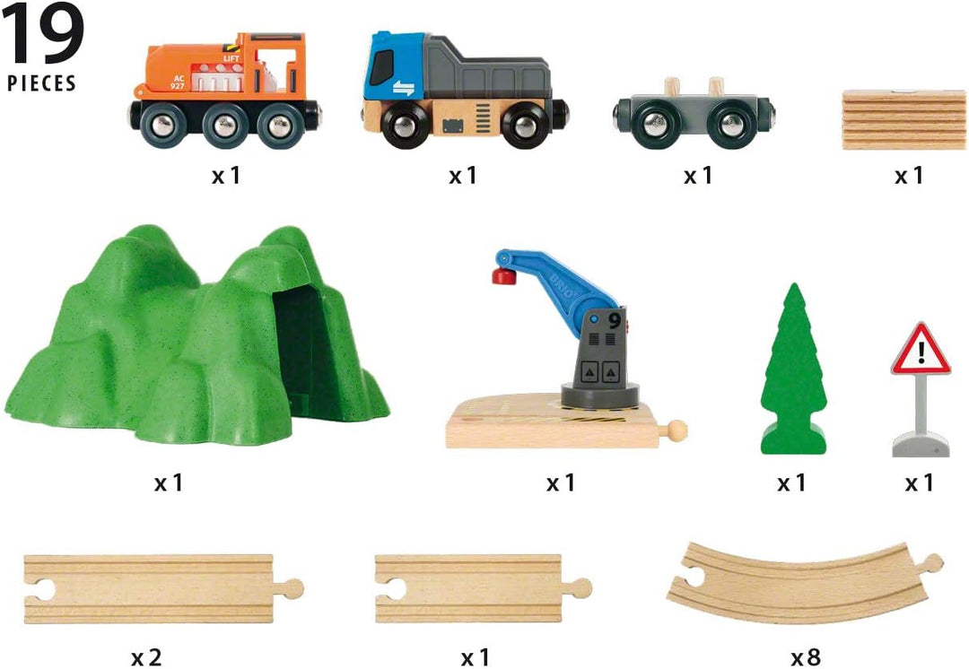 BRIO World Starter Lift & Load Train Set A for Kids Age 3 Years Up - Compatible with all BRIO Railway Sets & Accessories