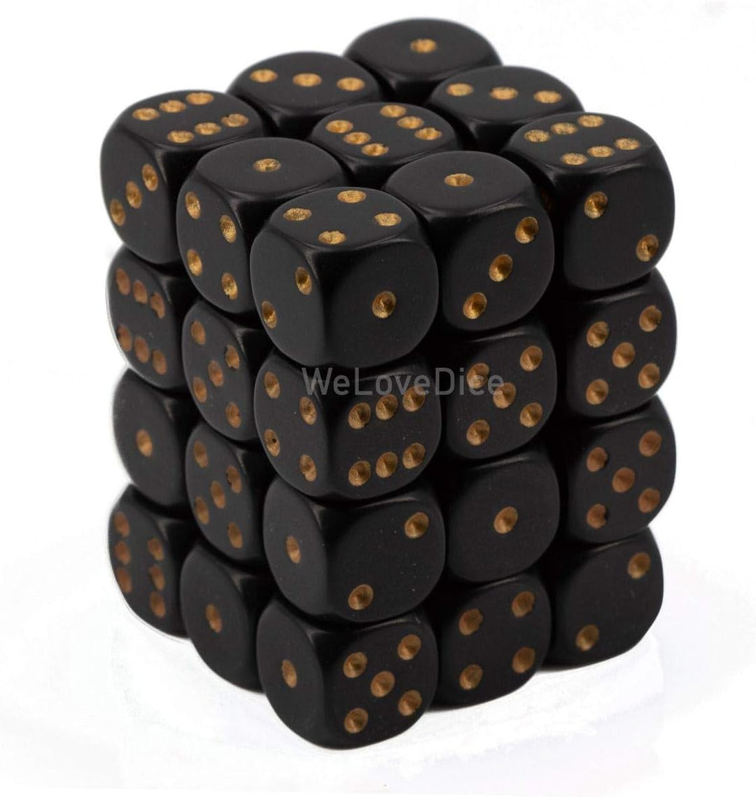 Chessex 25828 Dice-Opaque: 36D6 Black/Gold Set, Multicolor