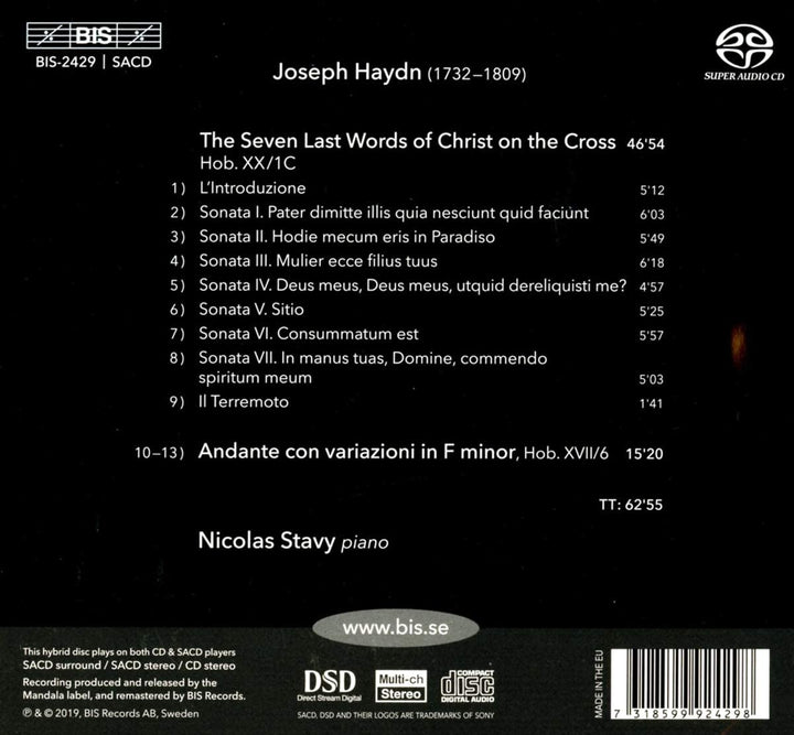 Nicolas Stavy - Haydn: Seven Last Words [Nicolas Stavy] [Bis: BIS2429] [Audio CD]