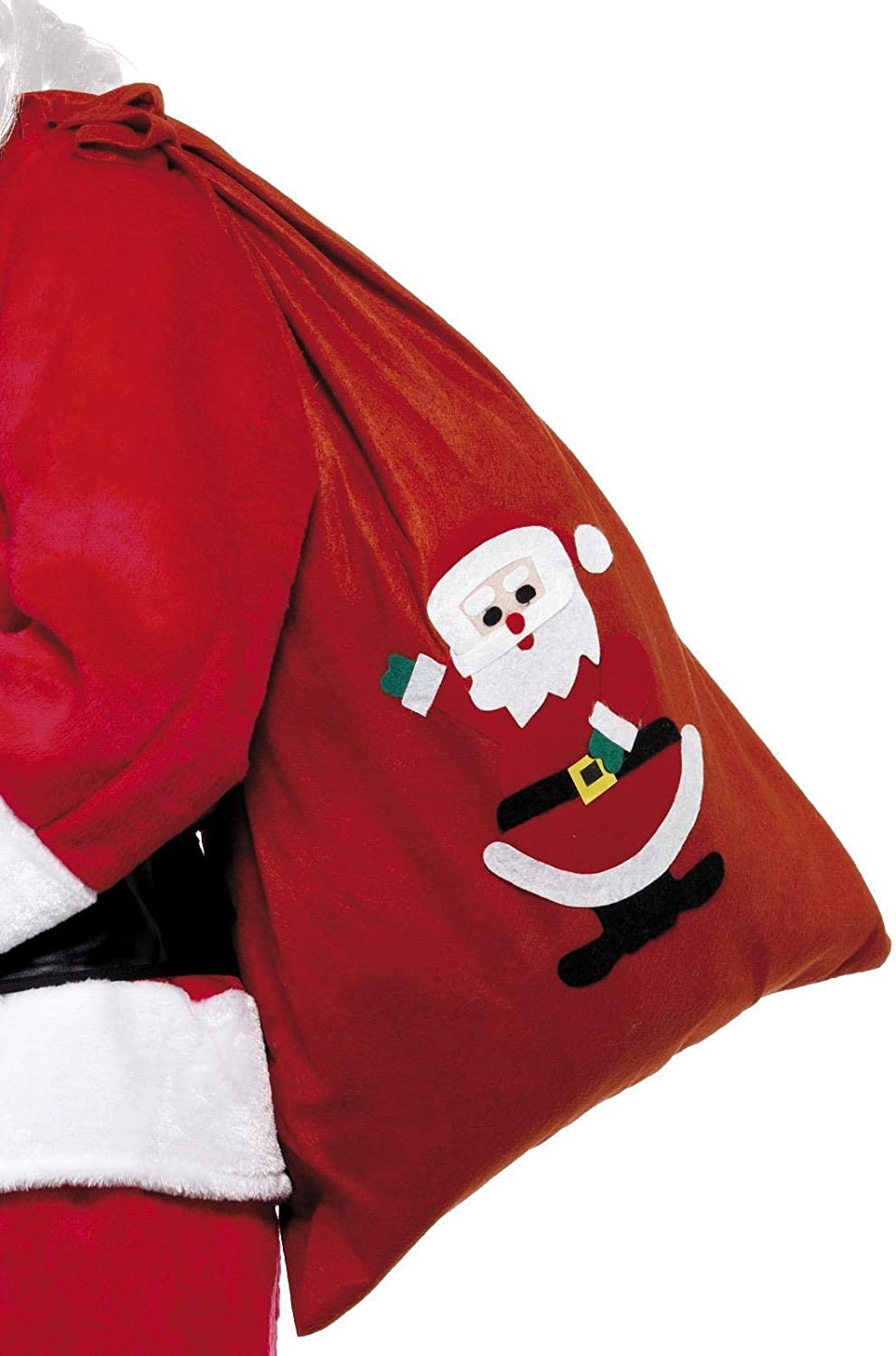 Smiffys 90 x 60 cm Santa Sack with Motif and Drawstring Tie Fleece - Red