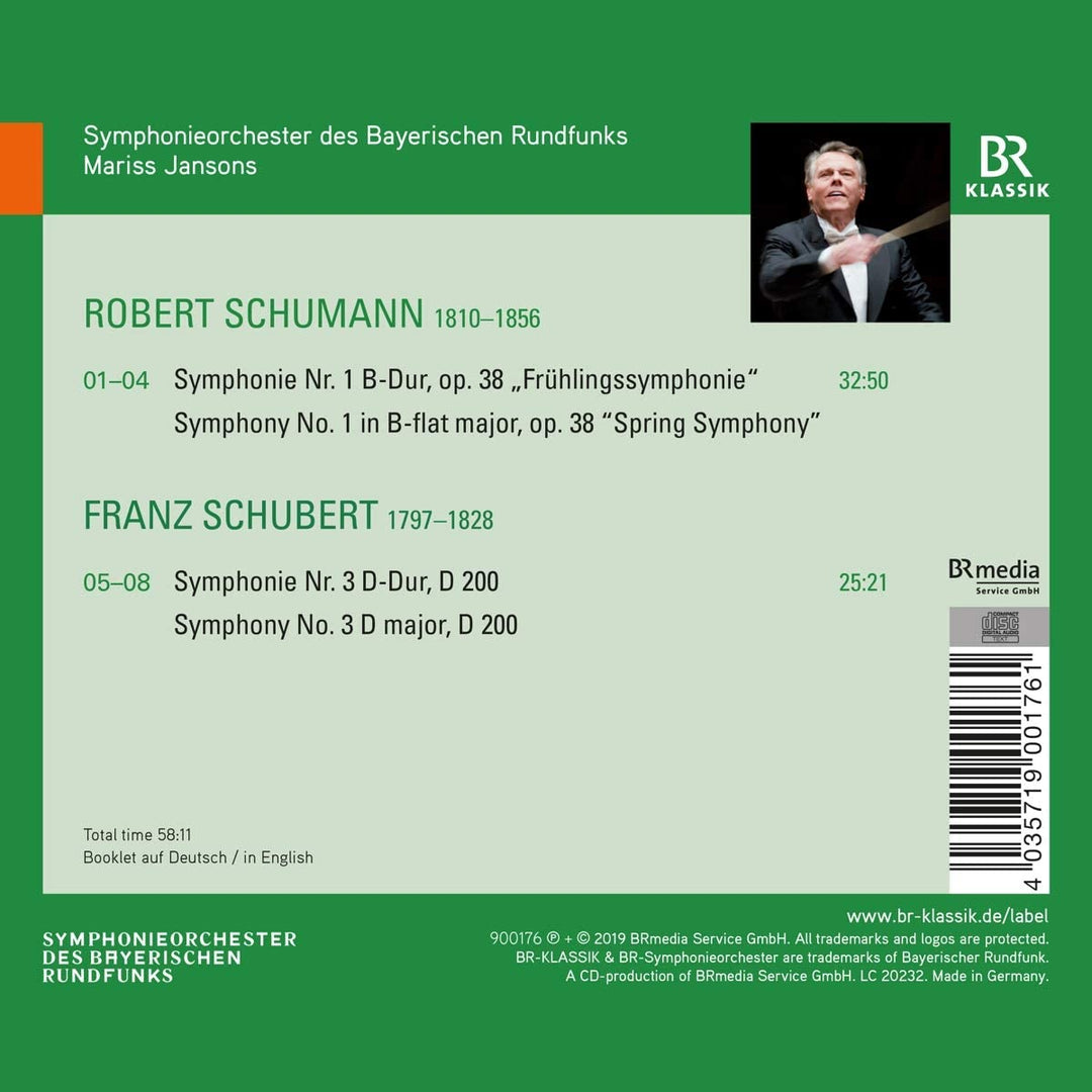 Schumann: Symphony No. 1 [Symphonieorchester des Bayerischen Rundfunks; Mariss Jansons] [Br Klassik: 900176] [Audio CD]