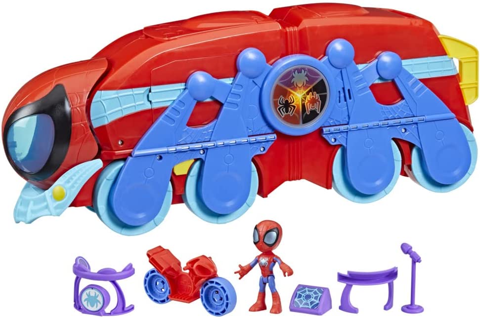 Hasbro Spidey & His Amazing Friends Spider Crawl-R 2-in-1 Deluxe Headquarters Playset - Lights, Sounds & Vehicle Mode - Ages 3+