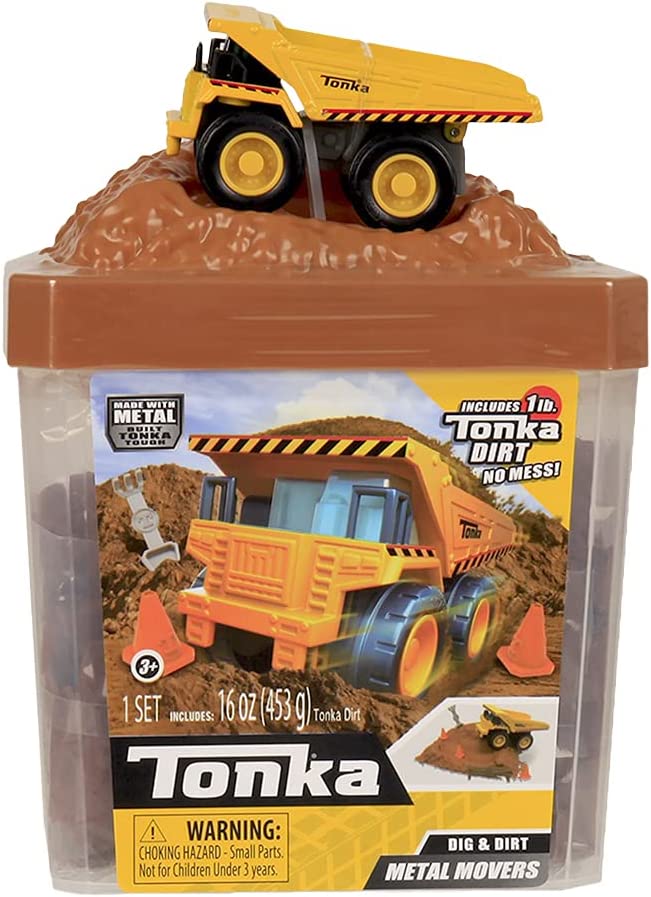 Tonka 6119 Metal Movers Dig and Dirt Playset, Construction Truck Toy for Children, Kids Construction Toys for Boys and Girls, Interactive Vehicle Toys with Accessories, Toy Trucks for Children Aged 3+