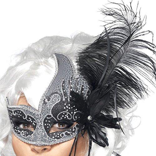 Smiffys Masquerade Dark Angel Eyemask with Tie Sides and Feathers - Yachew