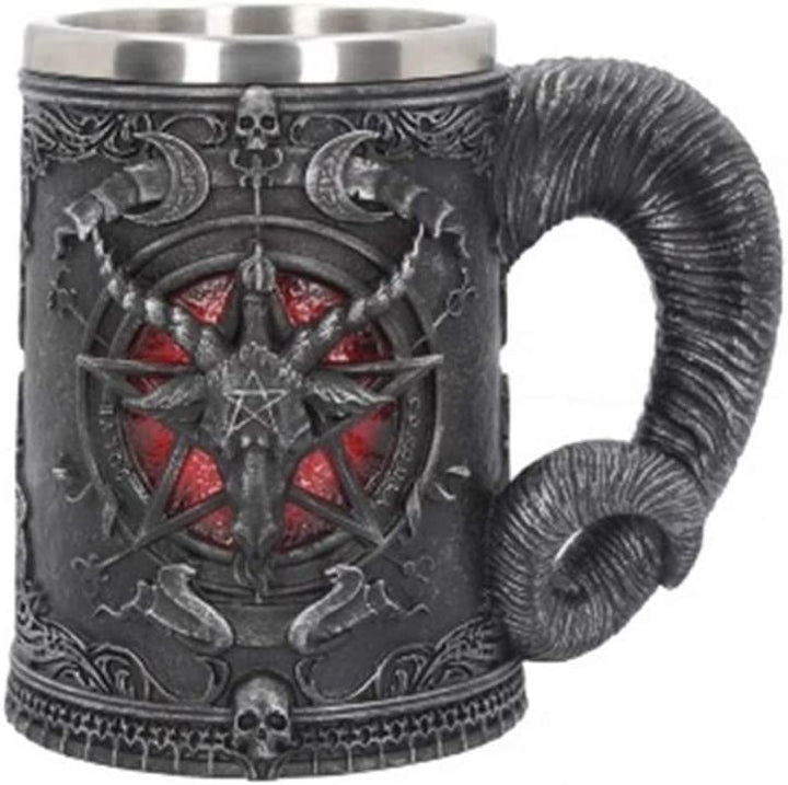 Nemesis Now Black, B4648N9 Baphomet Tankard 16.5cm Mug, Resin w/Stainless Steel,