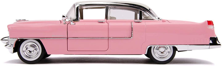 Jada Toys Elvis Presley Cadillac Fleetwood 1955 1/24 Scale Die-cast, Opening Doors, Boot & Bonnet, Includes Elvis Figure, Pink