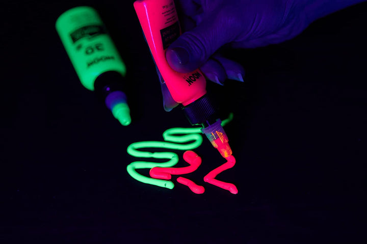 Moon Glow - Neon UV 3D Fabric Paint - 125ml - Intense Red - Textile paint for clothes, t-shirts, bags, shoes & canvas