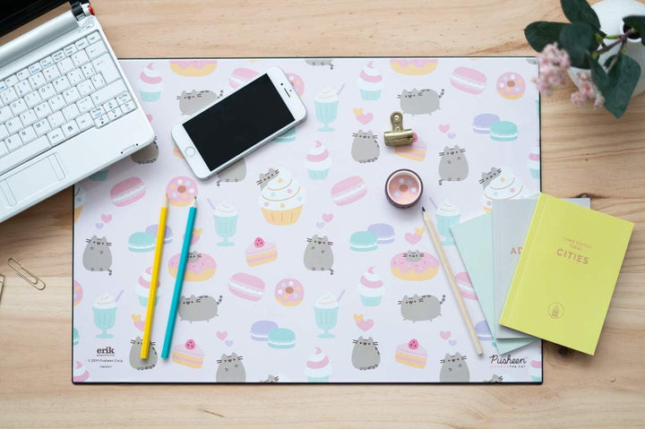 Pusheen Rose Collection Desk Mat | Desk Decor | 13.5 x 19.5 Inch - 34.5 x 49.5 cm