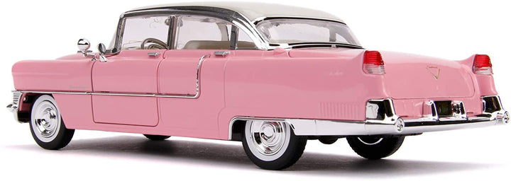 Jada Toys Elvis Presley Cadillac Fleetwood 1955 1/24 Scale Die-cast, Opening Doors, Boot & Bonnet, Includes Elvis Figure, Pink