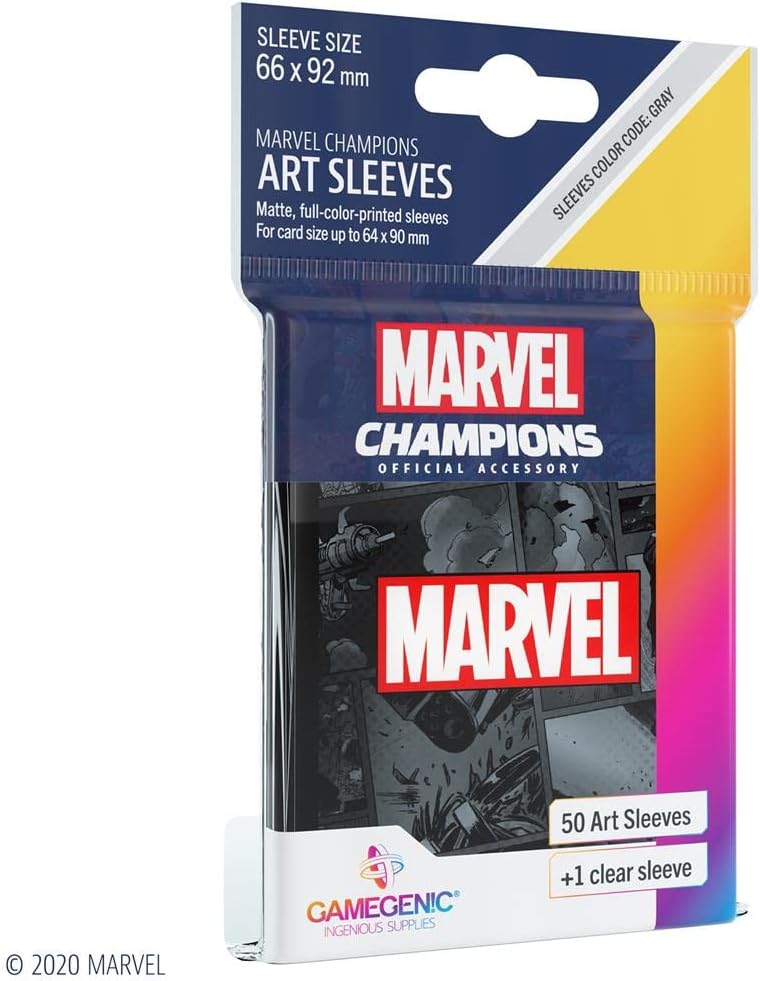 Gamegenic Marvel Champions Sleeves - Black, 50-Pack with Transparent Case 1