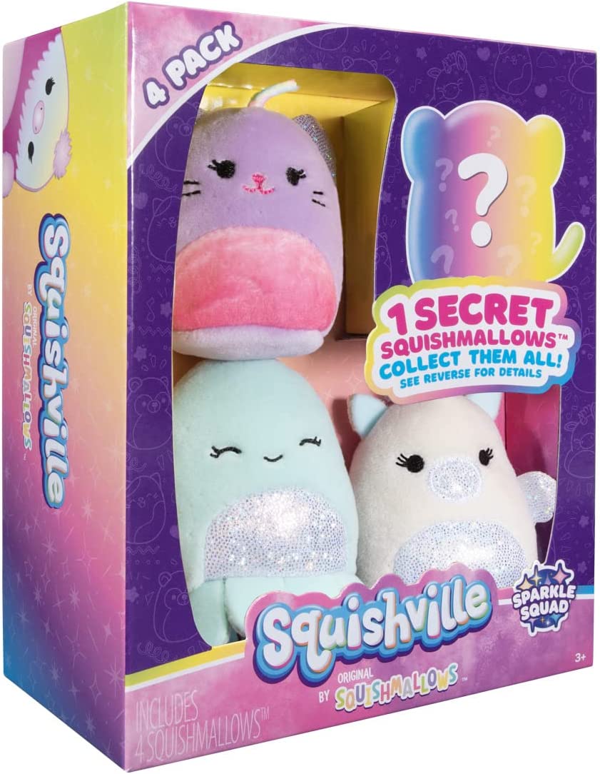 Squishville by Squishmallows SQM0327 Sparkle Squad Four 2-Inch Plush-Toys for Kids