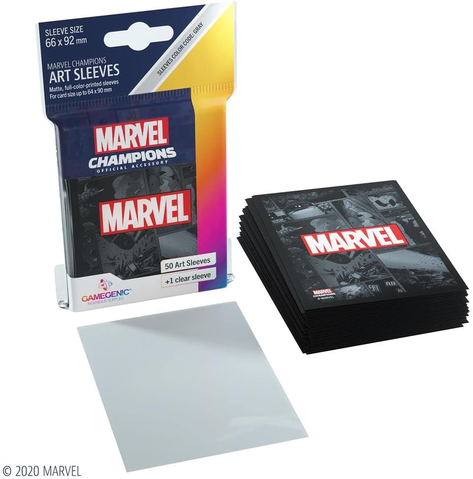 Gamegenic Marvel Champions Sleeves - Black, 50-Pack with Transparent Case 2