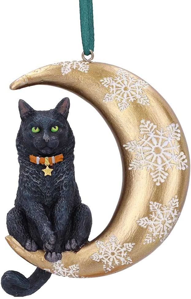 Nemesis Now Moon Cat Hanging Ornament (LP) 9cm, Gold