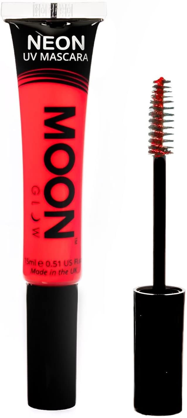 Moon Glow Neon UV Mascara 15 ml Rood gloeit helder onder UV-verlichting!