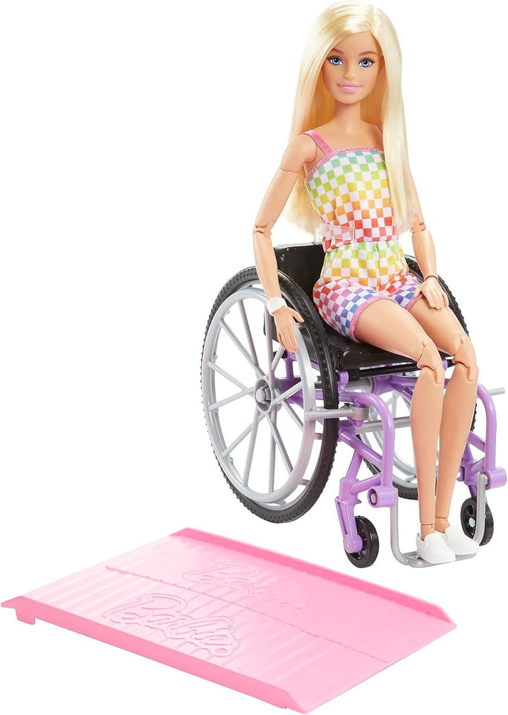 Barbie Doll with Wheelchair and Ramp, Kids Toys and Gifts, Blonde, Barbie Fashionistas