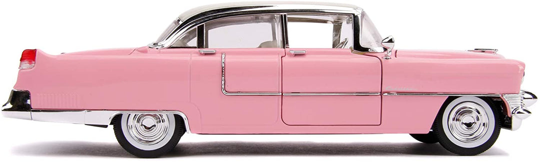 Jada Toys Elvis Presley Cadillac Fleetwood 1955 1/24 Scale Die-cast, Opening Doors, Boot & Bonnet, Includes Elvis Figure, Pink