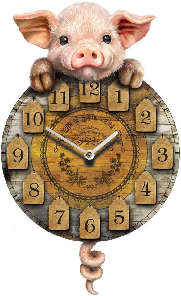 Nemesis Now Piggin' Tickin' Clock 32cm Brown, Polyresin