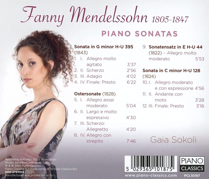 Gaia Sokoli - Fanny Mendelssohn: Piano Sonatas [Audio CD]