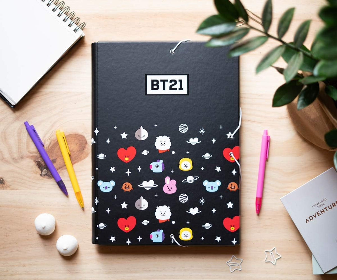 Grupo Erik BT21 Official Merchandise Premium A4 File Folder-13.4 x 10 inches 3 Flap Folder-Document Organizer-School Folder