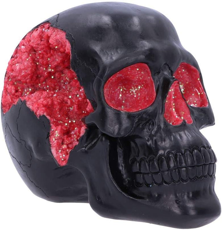 Nemesis Now Geode Black Red Gothic Glitter Skull Figurine, Polyresin, 17cm