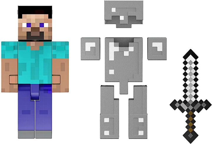 Mattel Minecraft Diamond Level Steve, 5.5-inch Collector Action Figure with Die-cast Accessories