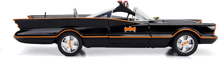 Jada Toys 253216001 Batman Classic Batmobile 1:18 Scale Model Car with Opening Doors, Boot & Bonnet, Includes Batman & Robin Figure from Die-cast, Black, Multicoloured, One Size